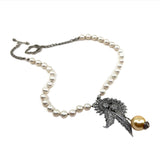 Vintage Marcasite & South Sea Pearl Necklace
