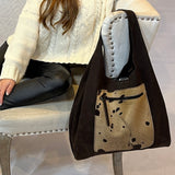 Brown Nubuck Hobo Handbag