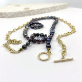 22k Heavy GP Anchor Chain & Peacock Pearl Necklace_closer look