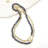 22k Heavy GP Anchor Chain & Peacock Pearl Necklace