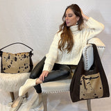 Brown Nubuck Hobo Handbag