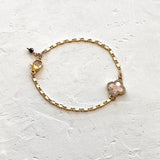 Gold filled chain & Mother of Pearl Clover Bracelet
