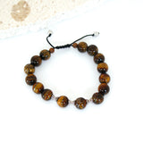 Men's  Shambala bracelet with Sterling Silver and Tiger eye