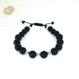 Black Obsidian Men's Shambala Bracelet with Sterling Silver_top view