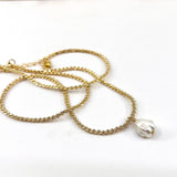 16-18" 14k gold filled Single Pearl Chip Necklace _closer look