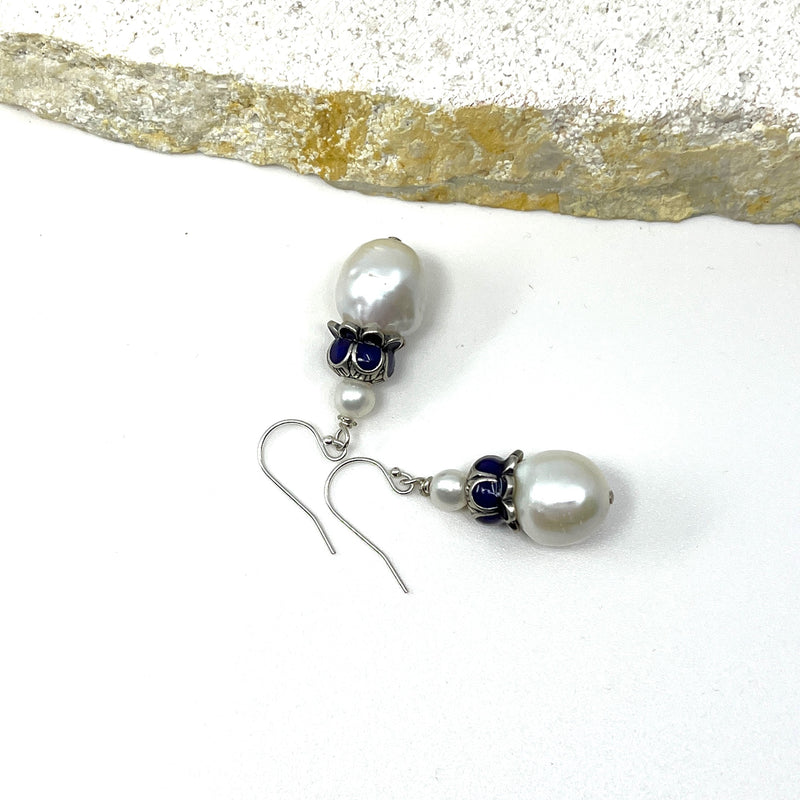 Blue Cap Earrings_SS Pearls