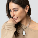 Andalusite gemstone necklace with champagne pearl earrings