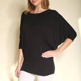 Bamboo Dolman Top_Side view_Black