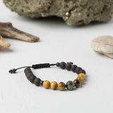 Cubist Men's Shambala Bracelet_Golden Tiger eye and ebony wood_closer look