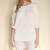 Bamboo Dolman Drape Top_Ivory
