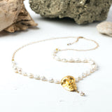 Face One Pearl Necklace_Heavy gold plated Face Button