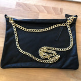 Black Lux bag with brass chains_closeup