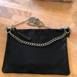 Black Lux bag with nickel chains_closeup Edit alt text