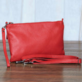 Reine Krief Red Pebbled Leather Clutch