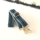 Wide Camera Bag Strap_Teal Stripe