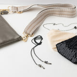 Wide Camera Bag Strap_Beige_pewter clutch