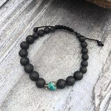 Men's Shambala Bracelet no.11_Black lava and turquoise_top view