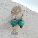 Top grade green Jade gold filled earrings