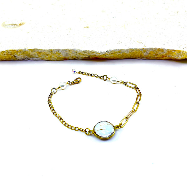 I Pearl 3 Bracelet_gold filled chain & coin pearl