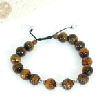 Men's  Shambala bracelet with Sterling Silver and Tiger eye _top view