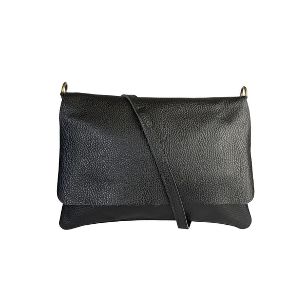 Vera Messenger Bag_Black Pebbled Leather