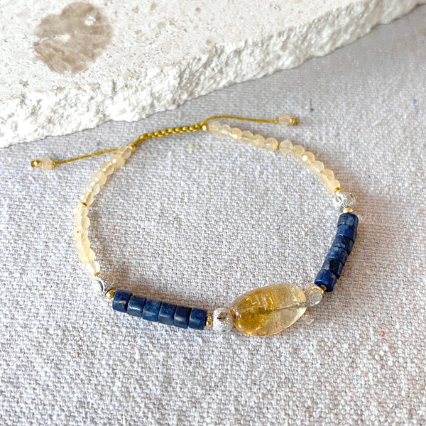 Shambala Bracelet with Citrine and Lapis Lazuli with 925 beads