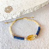 Shambala Bracelet with Citrine and Lapis Lazuli with 925 beads