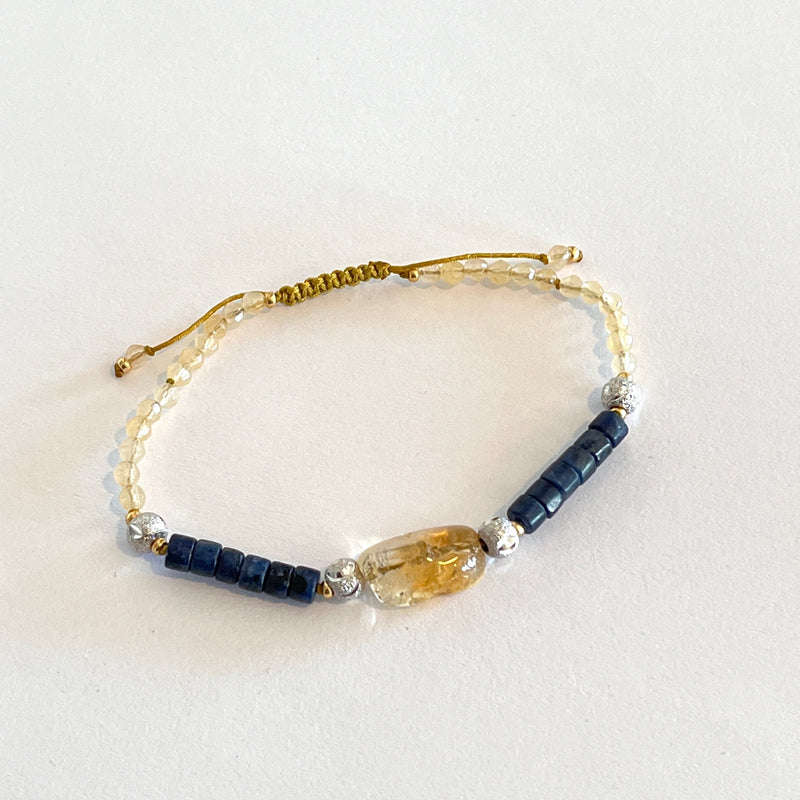 Shambala Bracelet with Citrine and Lapis Lazuli with 925 beads