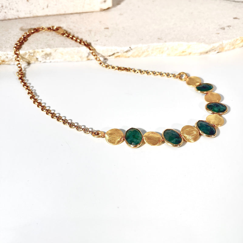 Raw Emerald & Vermeil Necklace