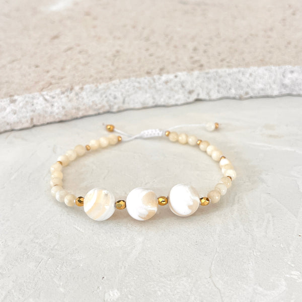 Mother of Pearl Shambala Bracelet # 1