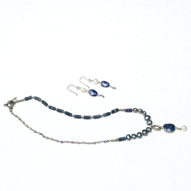 Sterling Silver Blues Necklace and earrings set