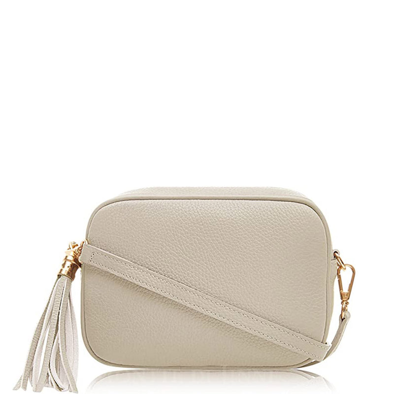 Pebbled leather Camera Bag with tassel_Ivory