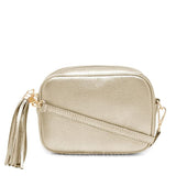 Pebbled leather Camera Bag with tassel_Light Gold