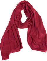 100% lightweight Cashmere scarf with eyelash fringe_cherry