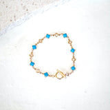 24k electroplate and enamel clover bracelet_turquoise