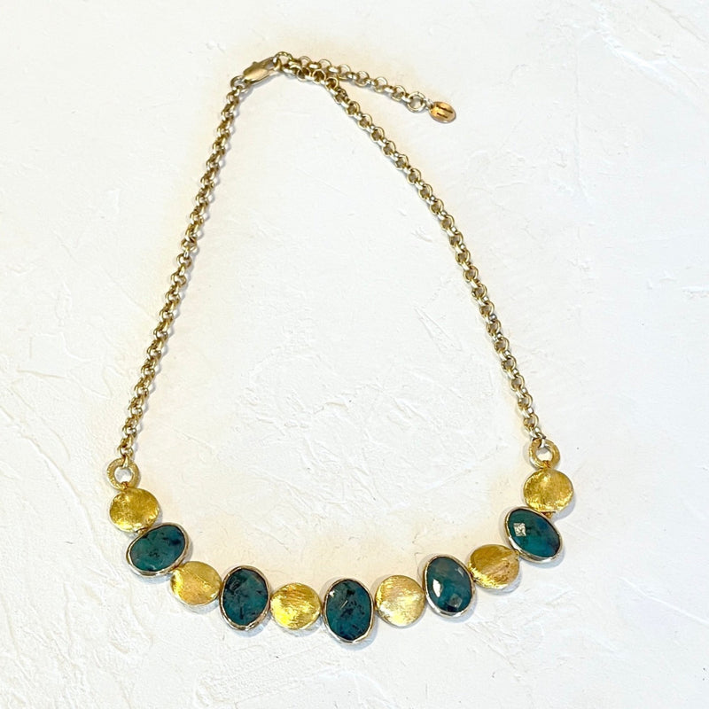 Raw Emerald & Vermeil Necklace_top view