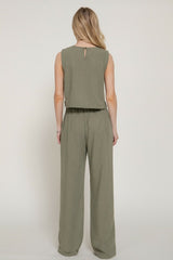 Linen-style Crop Top and Pant Set