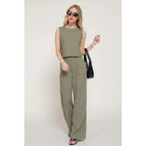 Linen-style Crop Top and Pant Set