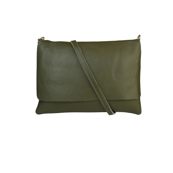 Vera Messenger Bag_Olive Pebbled Leather