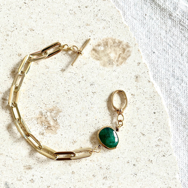 Raw Emerald Bezel Bracelet