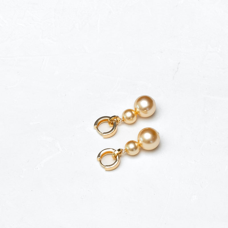 Light Gold South Sea Pearl Gold Filled Huggie Earrings