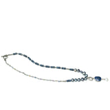 Sterling Silver Blues Necklace with Lapis Lazuli, Peacock Pearls and wrapped Sapphire.