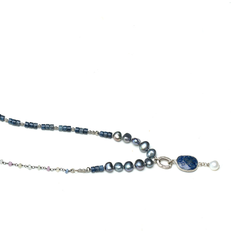 SS Blues Necklace with Lapis Lazuli, Pearls and Sapphire