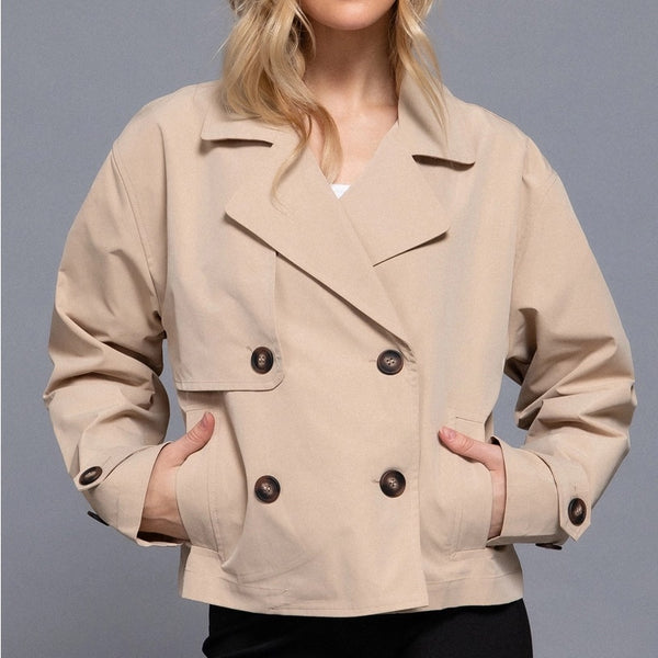Double Breasted Short Trench_Khaki