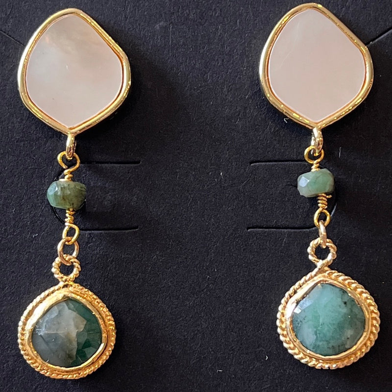 Raw Emerald MOP Earrings 2