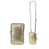 Gold_ tumbled leather crossbody phone bag