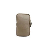 Taupe_ tumbled leather crossbody phone bag