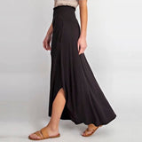 Black Bamboo Maxi Skirt with curved hemline