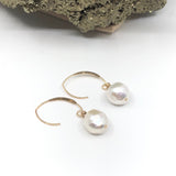 White Boulder Pearl Gold filled Earrings