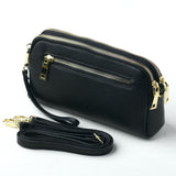 Cross Body Double Zip Bag_Black with light gold hardware